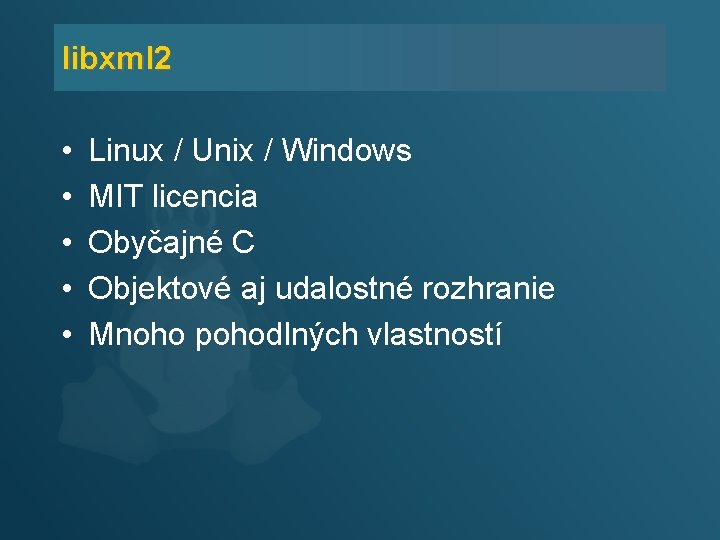 libxml 2 • • • Linux / Unix / Windows MIT licencia Obyčajné C