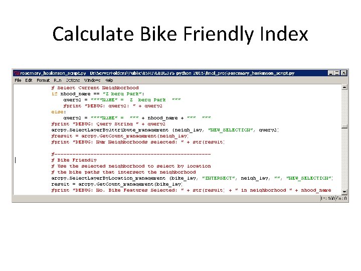 Calculate Bike Friendly Index 