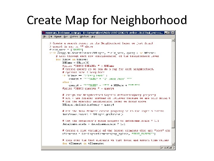 Create Map for Neighborhood 