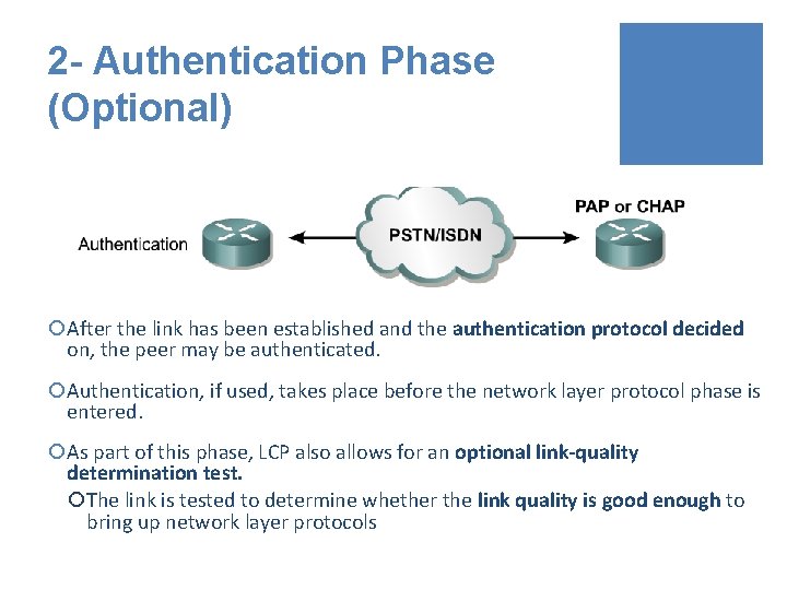 2 - Authentication Phase (Optional) ¡After the link has been established and the authentication