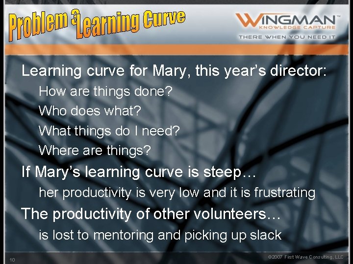 Learning curve for Mary, this year’s director: How are things done? Who does what?