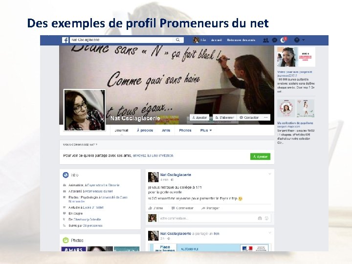 Des exemples de profil Promeneurs du net 