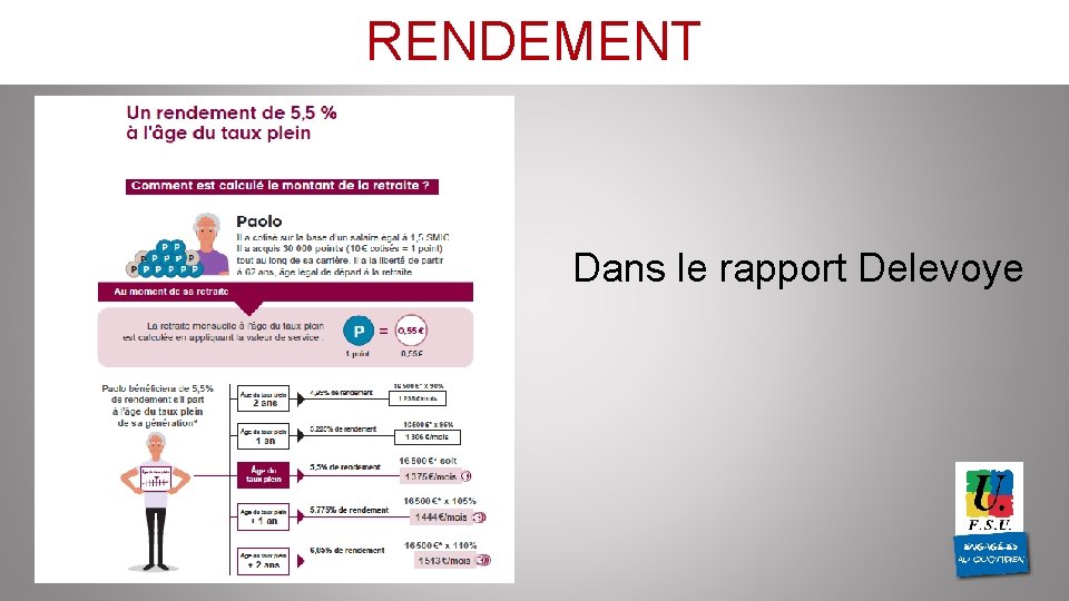 RENDEMENT Dans le rapport Delevoye 