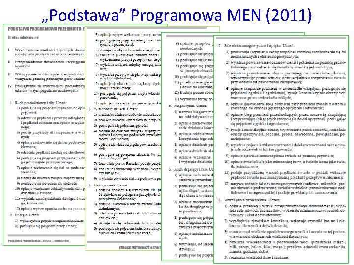 „Podstawa” Programowa MEN (2011) 