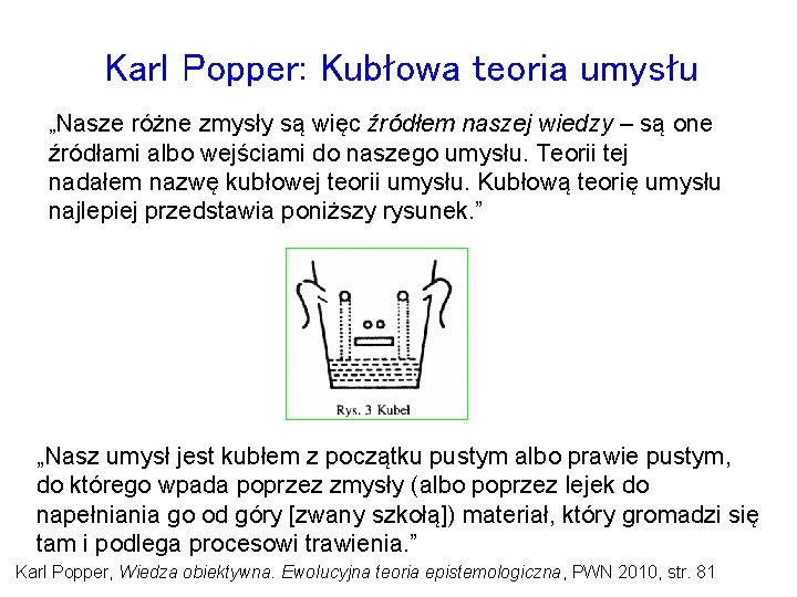 Karl Popper: Kubłowa teoria umysłu „Nasze różne zmysły są więc źródłem naszej wiedzy – Karl Popper: Kubłowa teoria umysłu „Nasze różne zmysły są więc źródłem naszej wiedzy –