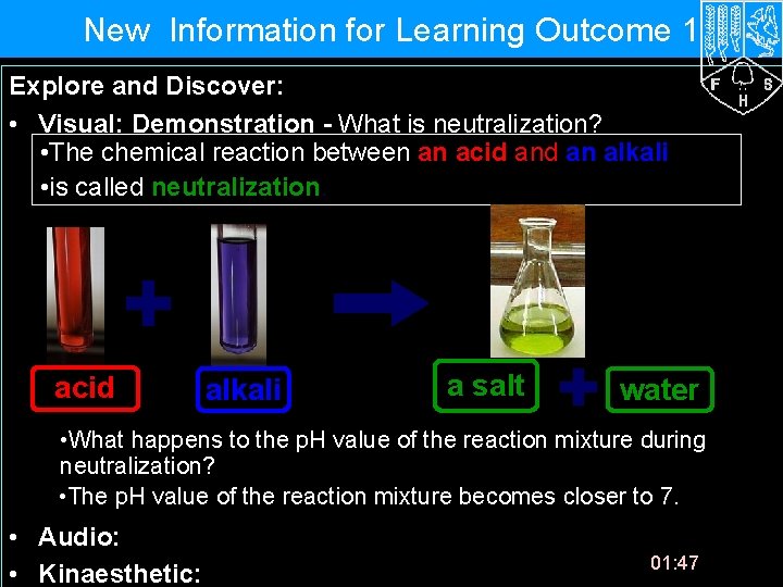 New Information for Learning Outcome 1 Explore and Discover: • Visual: Demonstration - What