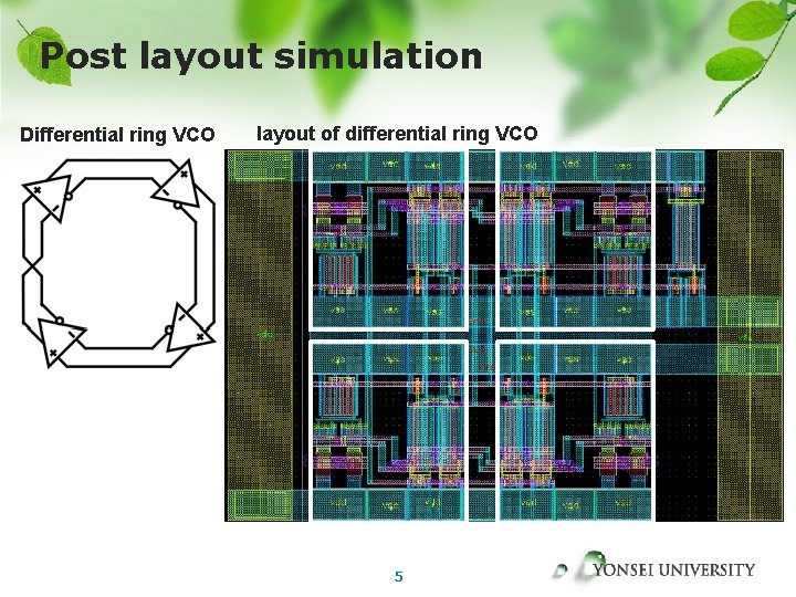 Post layout simulation Differential ring VCO layout of differential ring VCO 5 