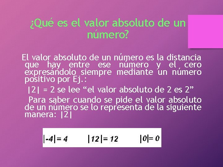 ¿Qué es el valor absoluto de un número? El valor absoluto de un número