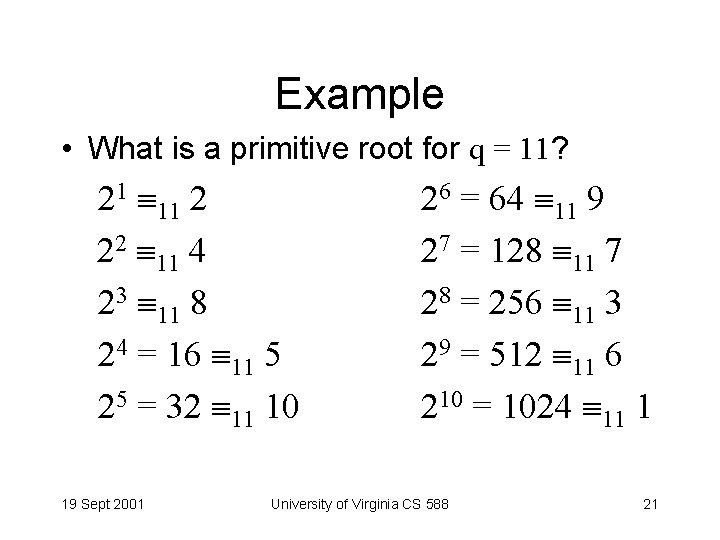 Primitive Root Examples Ppt Lecture 7 Key Distribution The era of electronic