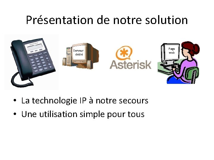 Présentation de notre solution Serveur dédié • La technologie IP à notre secours •