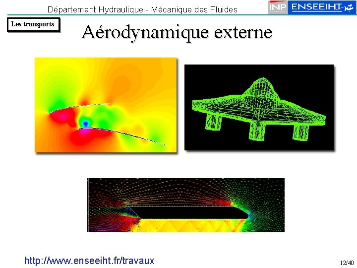 Département Hydraulique - Mécanique des Fluides Les transports Aérodynamique externe http: //www. enseeiht. fr/travaux