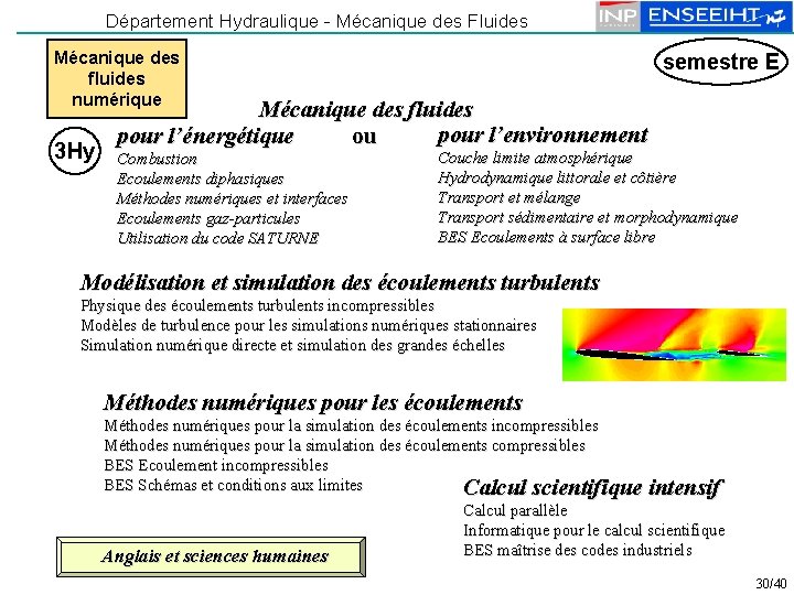 Département Hydraulique - Mécanique des Fluides Mécanique des fluides numérique 3 Hy semestre E