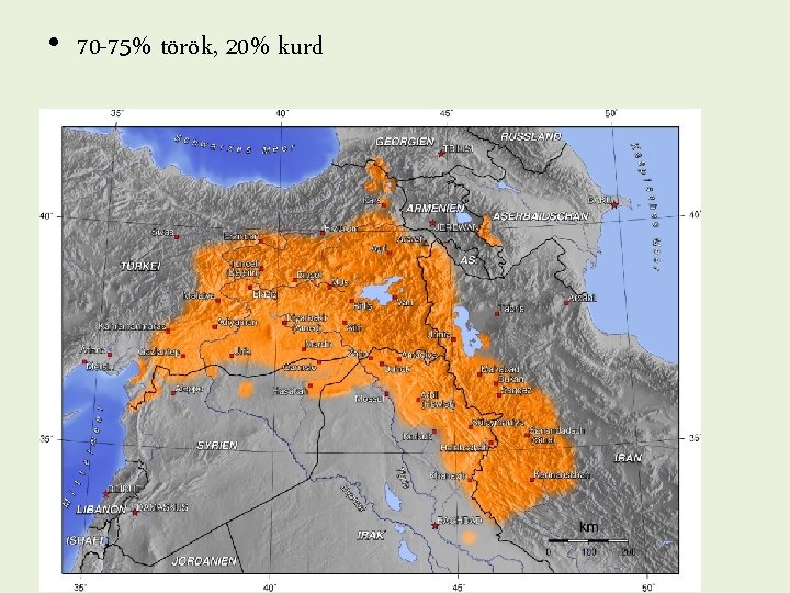  • 70 -75% török, 20% kurd 