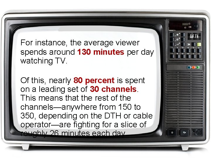 For instance, the average viewer spends around 130 minutes per day watching TV. Of