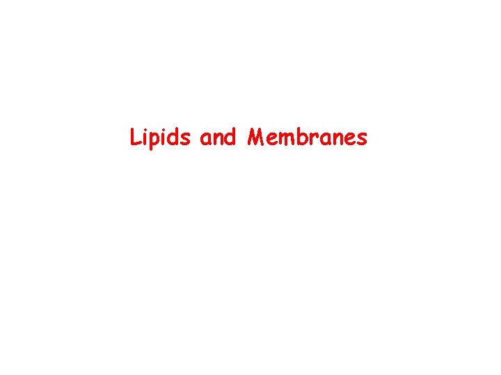 Lipids and Membranes 