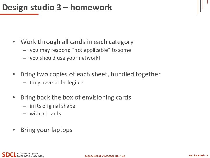 Design studio 3 – homework • Work through all cards in each category –