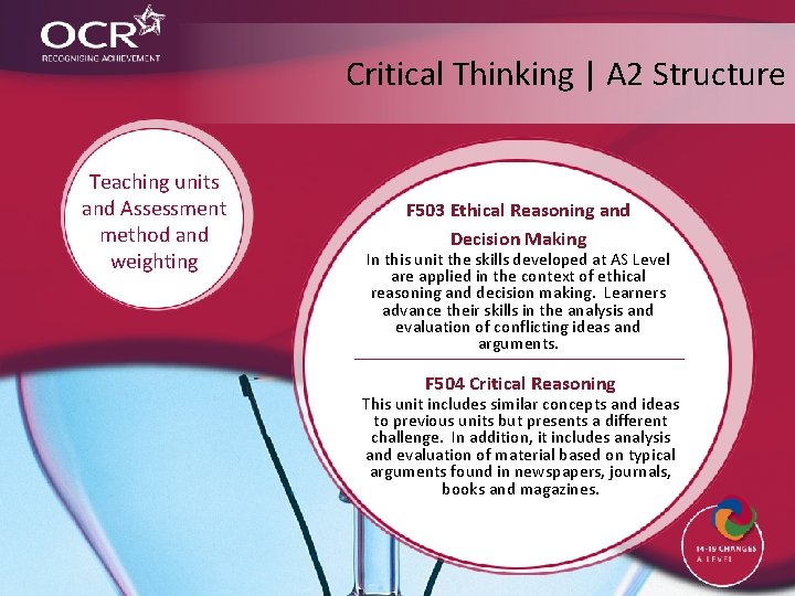 Critical Thinking | A 2 Structure Teaching units and Assessment method and weighting F