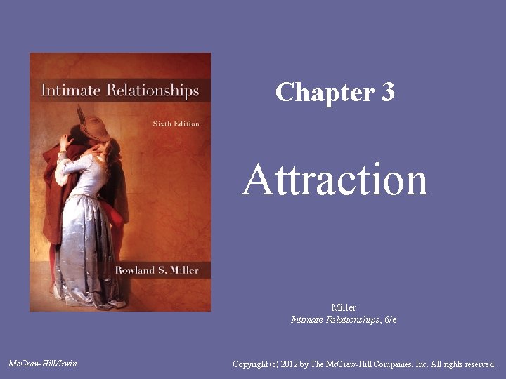 Chapter 3 Attraction Miller Intimate Relationships, 6/e Mc. Graw-Hill/Irwin Copyright (c) 2012 by The
