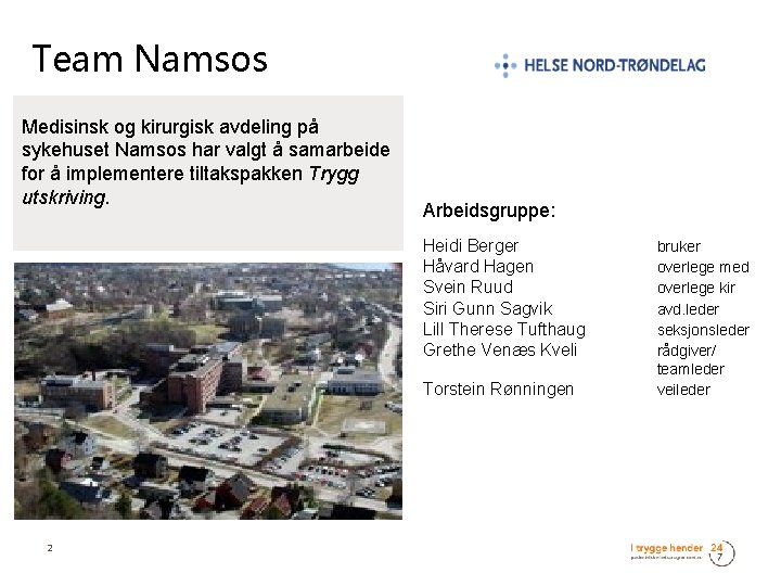 Team Namsos Medisinsk og kirurgisk avdeling på sykehuset Namsos har valgt å samarbeide for