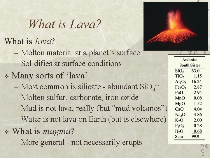 What is Lava? What is lava? – Molten material at a planet’s surface –