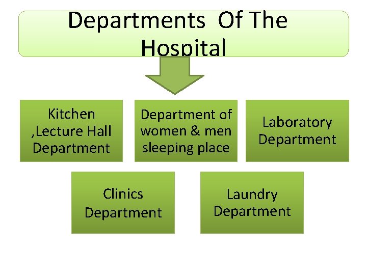 Departments Of The Hospital Kitchen , Lecture Hall Department of women & men sleeping