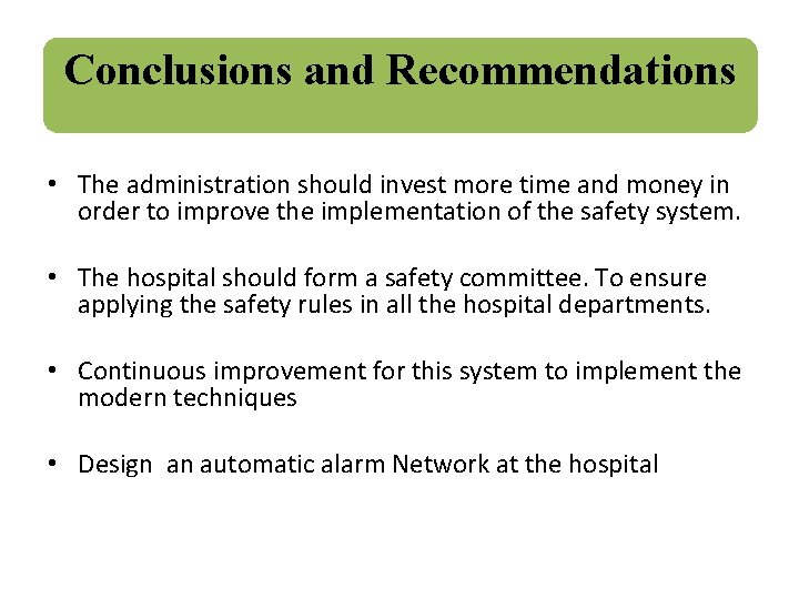 Conclusions and Recommendations • The administration should invest more time and money in order
