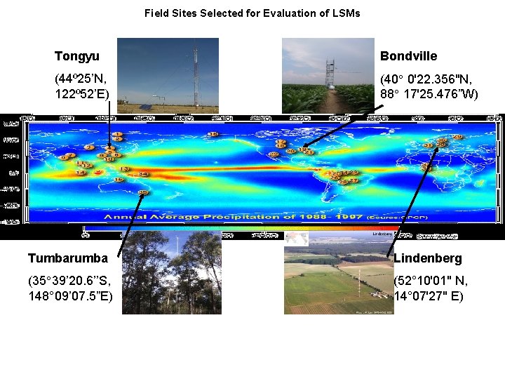 Field Sites Selected for Evaluation of LSMs Tongyu Bondville (44º 25’N, 122º 52’E) (40