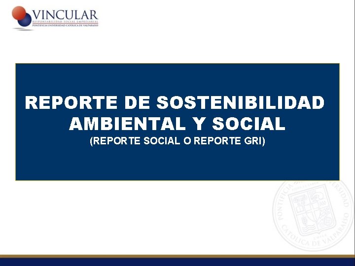 REPORTE DE SOSTENIBILIDAD AMBIENTAL Y SOCIAL (REPORTE SOCIAL O REPORTE GRI) 