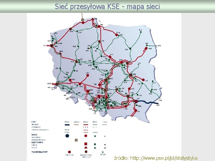 Sieć przesyłowa KSE - mapa sieci źródło: http: //www. pse. pl/pl/statystyka 