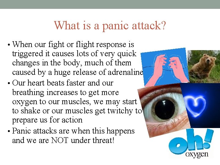 What is a panic attack? • When our fight or flight response is triggered
