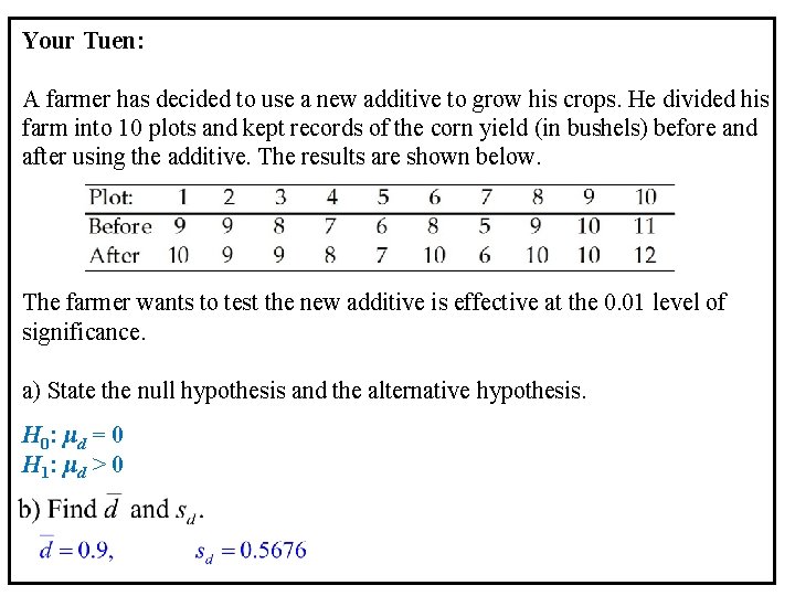Your Tuen: A farmer has decided to use a new additive to grow his