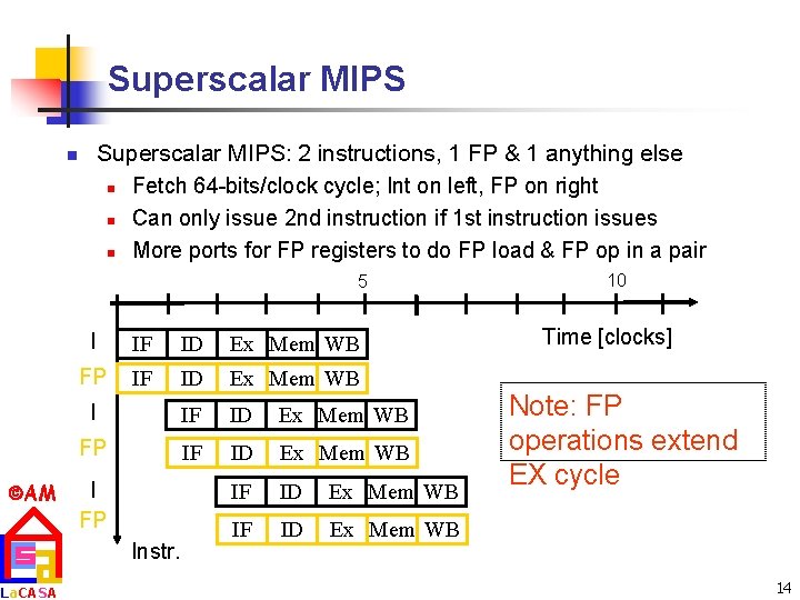 Superscalar MIPS: 2 instructions, 1 FP & 1 anything else n Fetch 64 -bits/clock