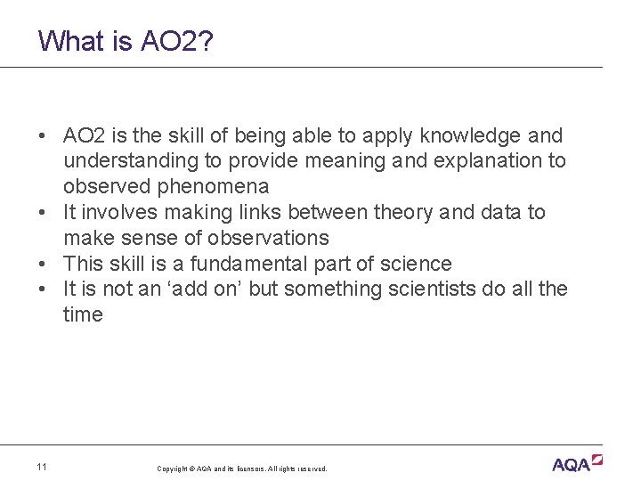 What is AO 2? • AO 2 is the skill of being able to