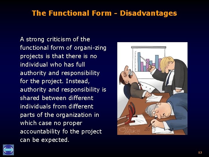 The Functional Form - Disadvantages A strong criticism of the functional form of organi-zing