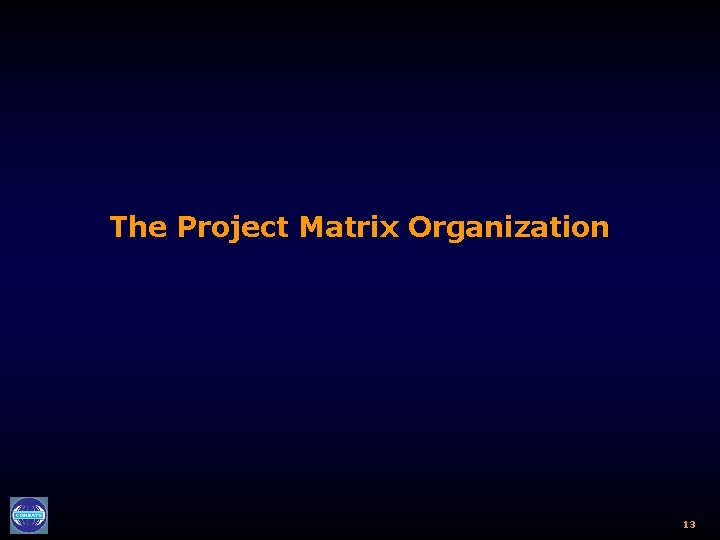 The Project Matrix Organization 13 