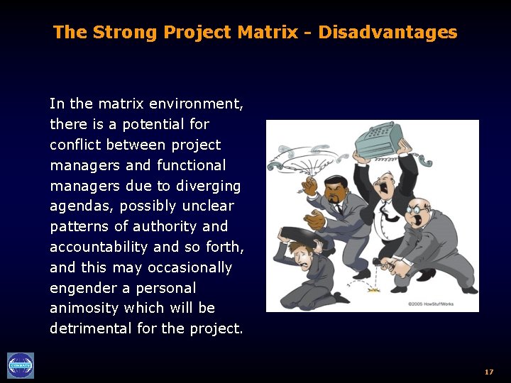 The Strong Project Matrix - Disadvantages In the matrix environment, there is a potential