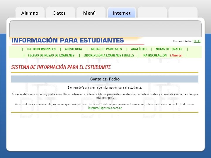 Alumno Datos Menú Internet 