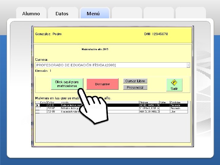 Alumno Datos Menú 