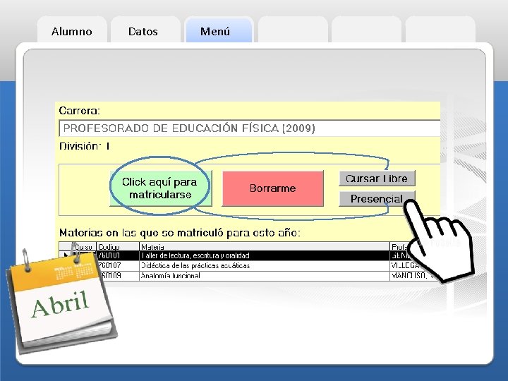 Alumno Datos Menú 