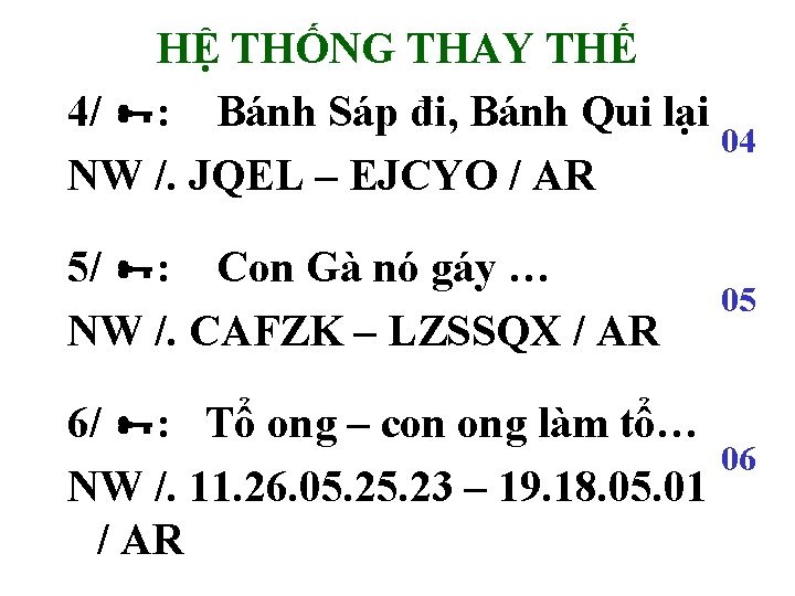 HỆ THỐNG THAY THẾ 4/ : Bánh Sáp đi, Bánh Qui lại 04 NW