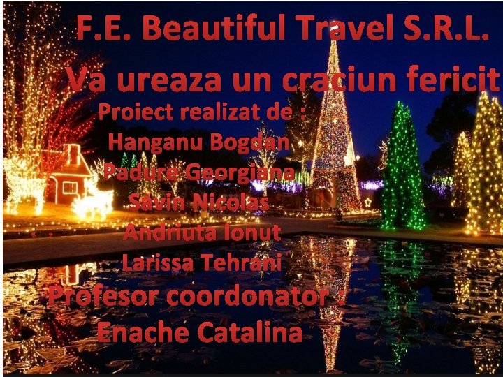 F. E. Beautiful Travel S. R. L. Va ureaza un craciun fericit Proiect realizat