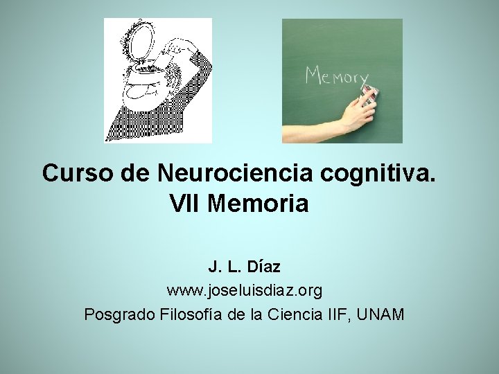 Curso de Neurociencia cognitiva. VII Memoria J. L. Díaz www. joseluisdiaz. org Posgrado Filosofía