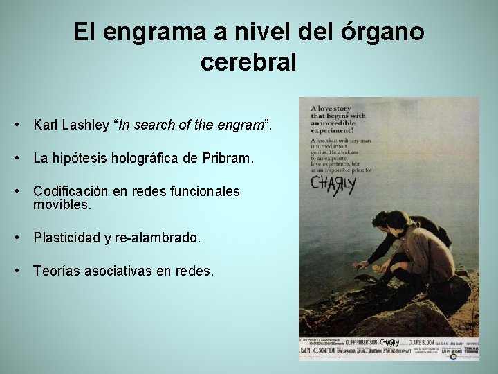 El engrama a nivel del órgano cerebral • Karl Lashley “In search of the