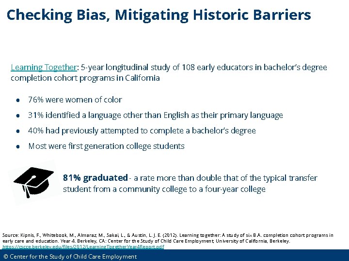 Checking Bias, Mitigating Historic Barriers Learning Together: 5 -year longitudinal study of 108 early