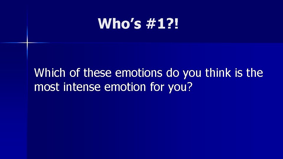 Who’s #1? ! Which of these emotions do you think is the most intense
