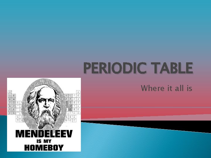 PERIODIC TABLE Where it all is 