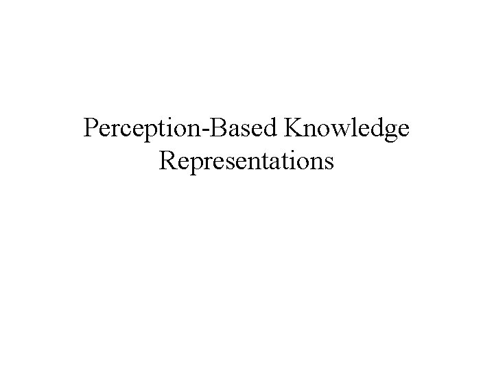 Perception-Based Knowledge Representations 