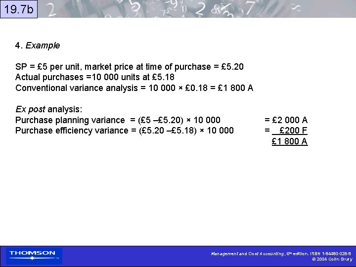19. 7 b 4. Example SP = £ 5 per unit, market price at