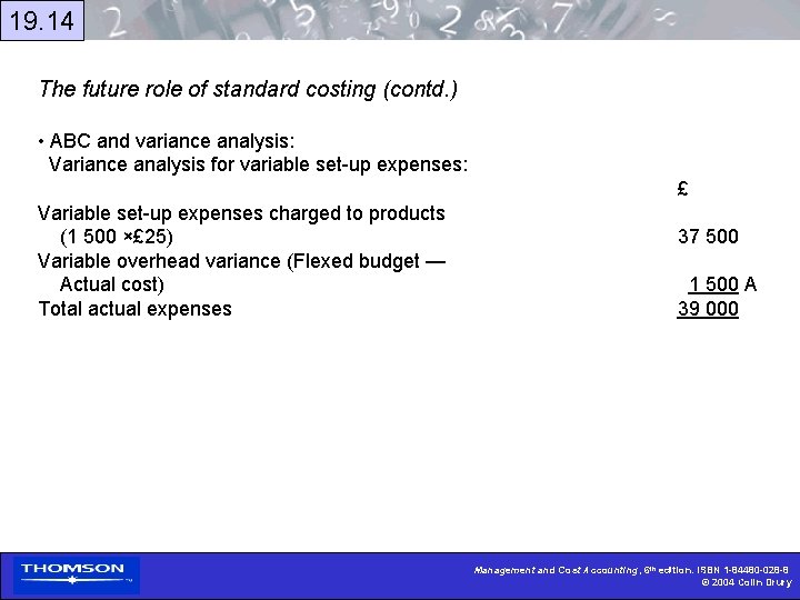 19. 14 The future role of standard costing (contd. ) • ABC and variance