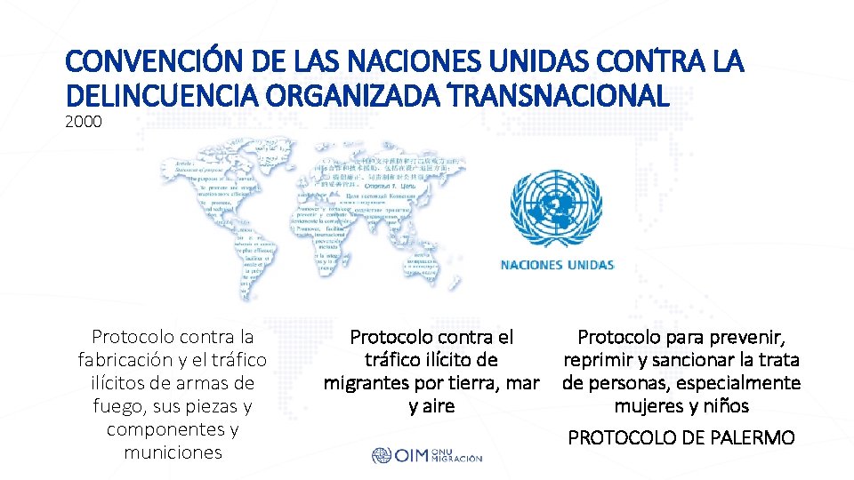 CONVENCIÓN DE LAS NACIONES UNIDAS CONTRA LA DELINCUENCIA ORGANIZADA TRANSNACIONAL 2000 Protocolo contra la CONVENCIÓN DE LAS NACIONES UNIDAS CONTRA LA DELINCUENCIA ORGANIZADA TRANSNACIONAL 2000 Protocolo contra la